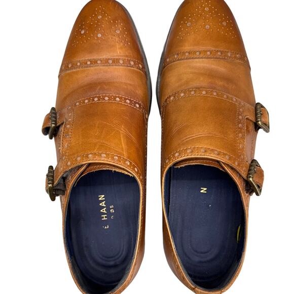 Cole Haan Jefferson Grand British Tan Leather Monk Strap Dress Shoe Men 7.5 - Picture 7 of 9